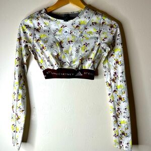 Adidas by Stella McCartney White Floral Long-Sleeve Cropped Top